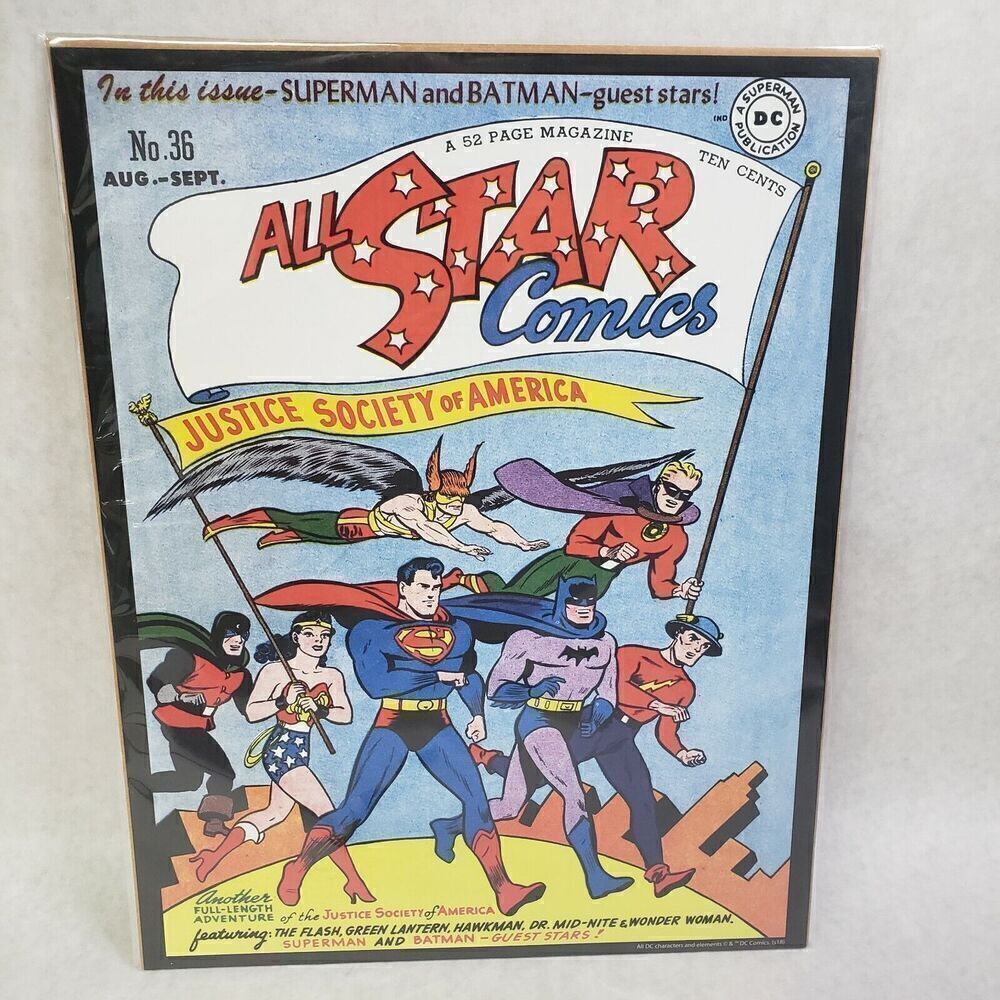 All Star Comics #36 1947 JLA Batman Vintage DC COMICS Series 11"X14" Poster